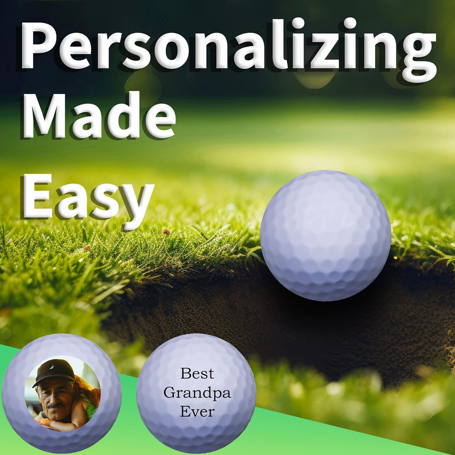 GBM Custom Golf Balls Personalized Golf Balls – Add Photo Logo or Text for Parties, Events & Short Game Play, Great Gifts for Father’s Day & Birthdays