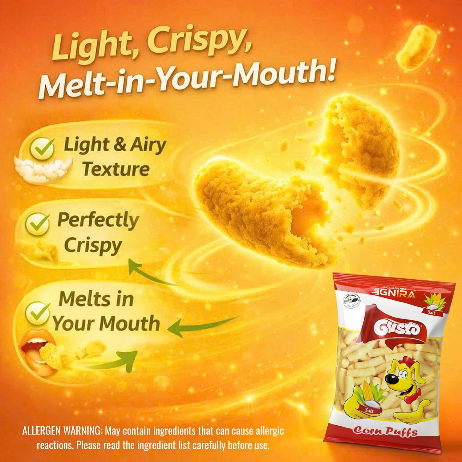 Seaweed Crunch with Nuts Classic Taste Snack Bars and Gusto Salted Corn Puffs Crunchy Corn Snack Bundle for Kids and Adults, Healthy On-the-Go Snack Variety Pack image 4