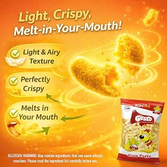 IGNIRA Gusto Salted Corn Puffs, Crunchy Snack, 17.94 oz, Pack of 6