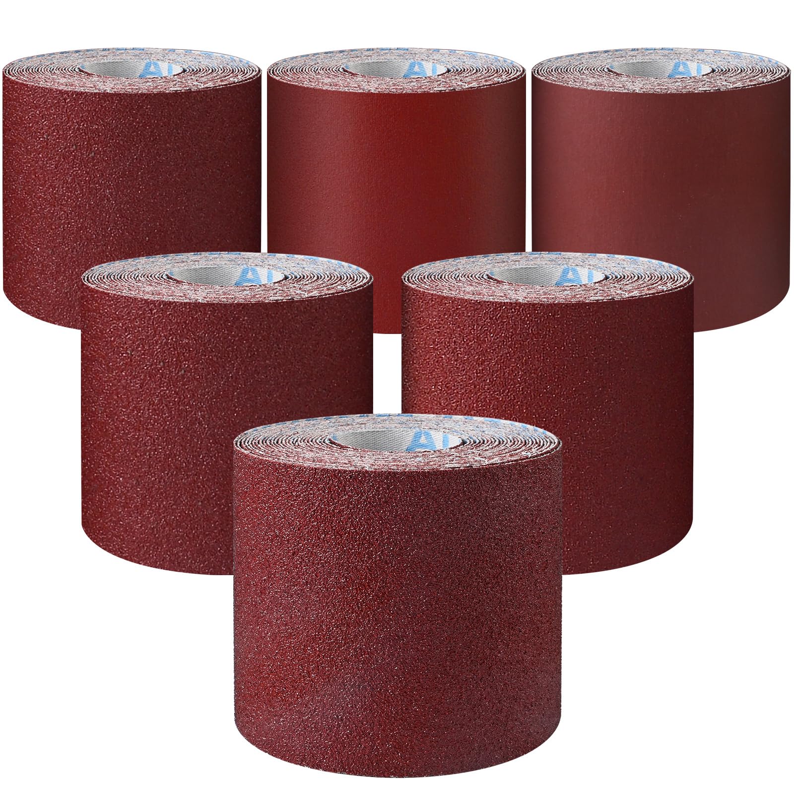 MOGRQAP 6 Roll Sandpaper Roll 93mm x 3m, 60/80/120/180/240/400 Grit Abrasive Paper Rolls Aluminium Oxide Wet and Dry Emery Cloth Sanding Paper Rolls for Wood Metal Paint Plaster Filler Automotive