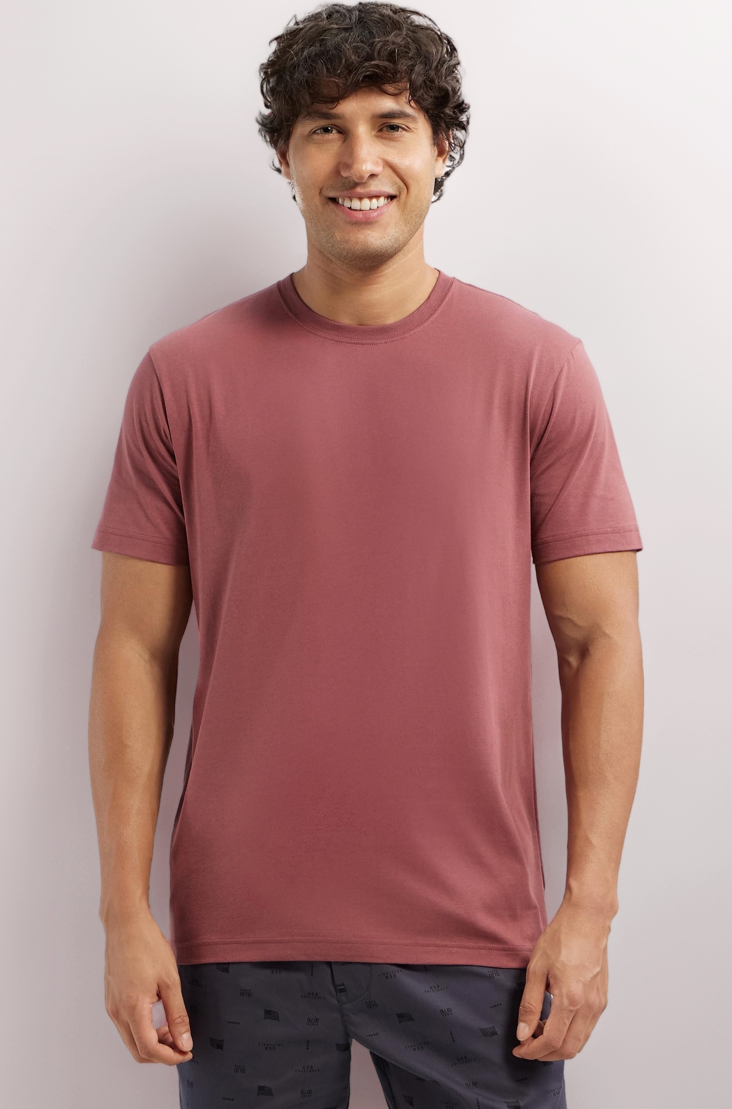 2714 Men's Super Combed Cotton Rich Solid Round Neck Regular Fit Half Sleeve T-Shirt