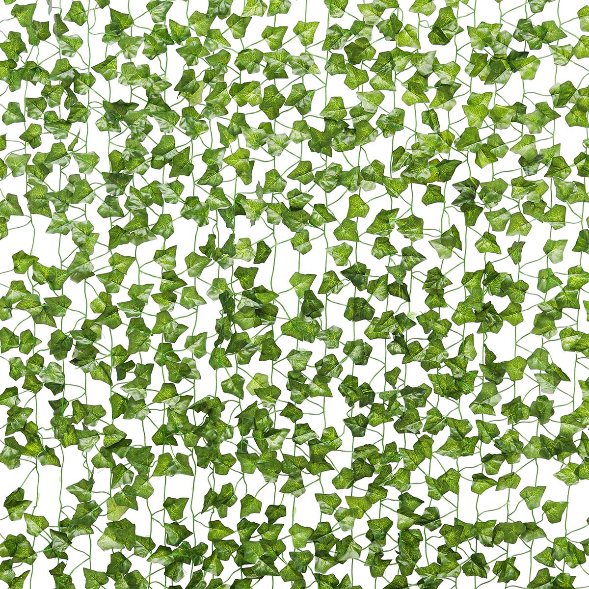PARTY JOY 12 Strands Artificial Ivy Leaf Plants Vine Hanging Garland Fake Foliage Flowers Home Garden Office Wedding Room Bedroom Kitchen Patio Wall Decor, 91 Feet