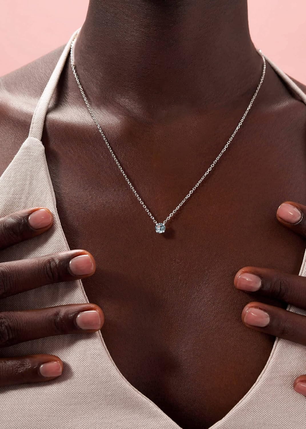 S.Leaf Gold Choker Birthstone Necklace for Women Sterling Silver Gold Plated Pendant Cubic Zirconia Solitaire Choker Necklace for Women Birthday Gifts - Image 3