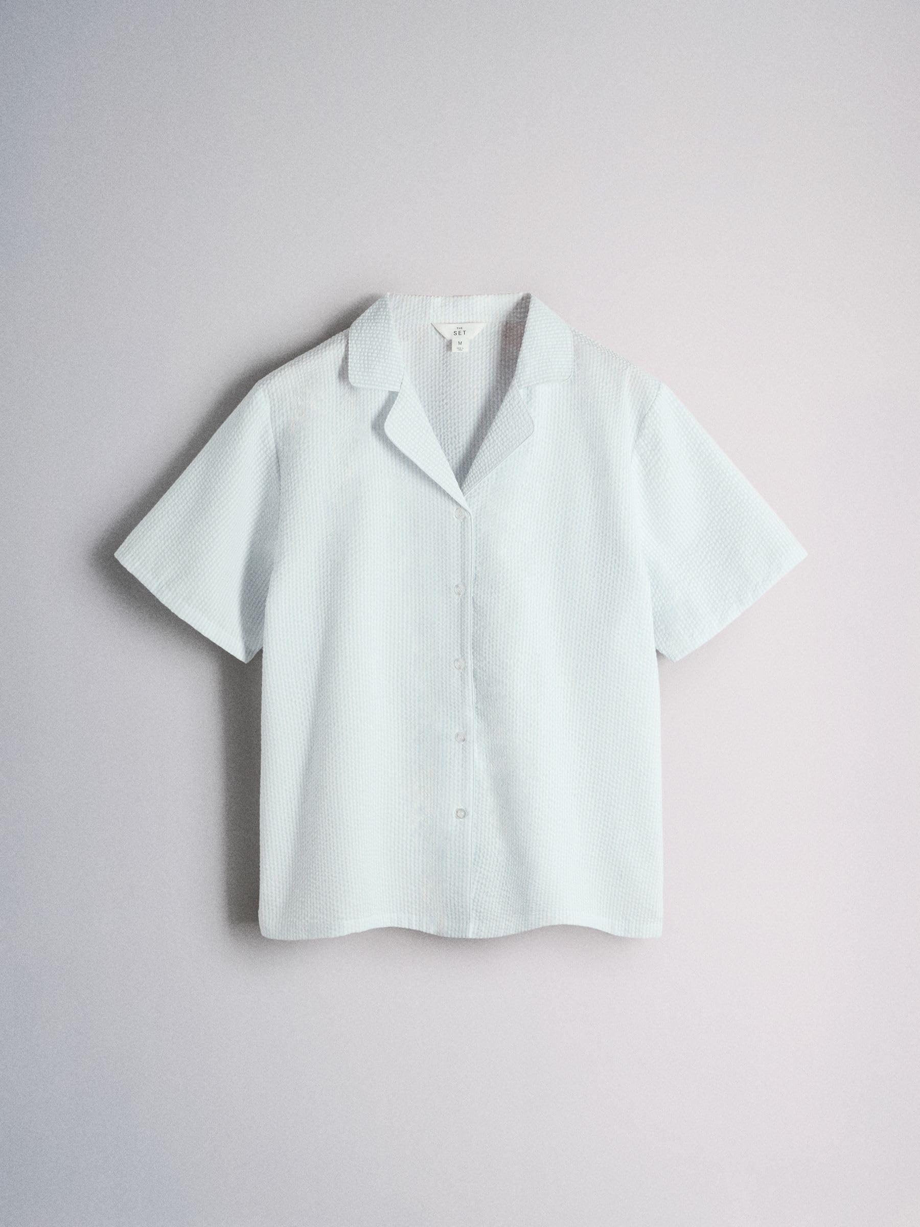 THE SET Damen 2er-Pack Seersucker-Pyjama mit Knopfleiste