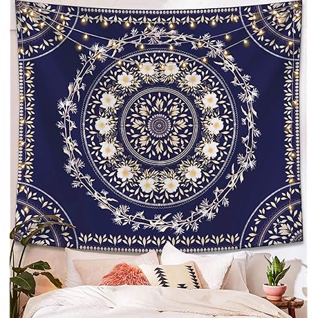 Blue Bohemian Tapestry: Navy Wall Decor for Home & Dorm (68"x80")