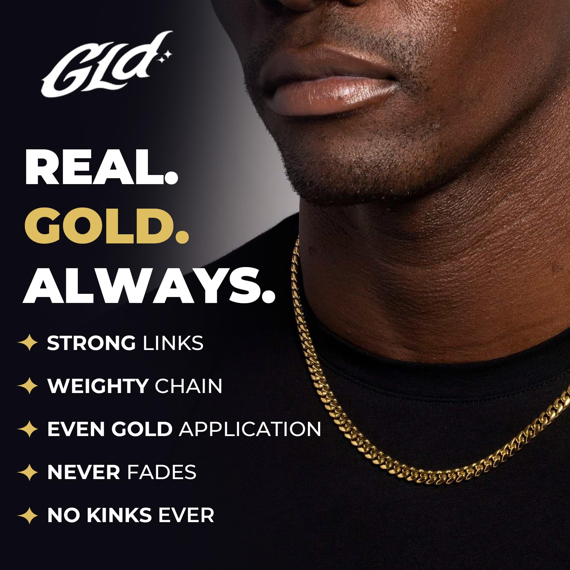GLD Cuban Link Chain for Men and Women - Gold-Plated Micro Cuban Chain with Premium Storage Travel Pouch - Snatch-Proof Clasp, Sweat-Proof and Fade-Resistant - Lifetime Quality, Designed in Miami: 22 Inch 6MM Yellow Gold