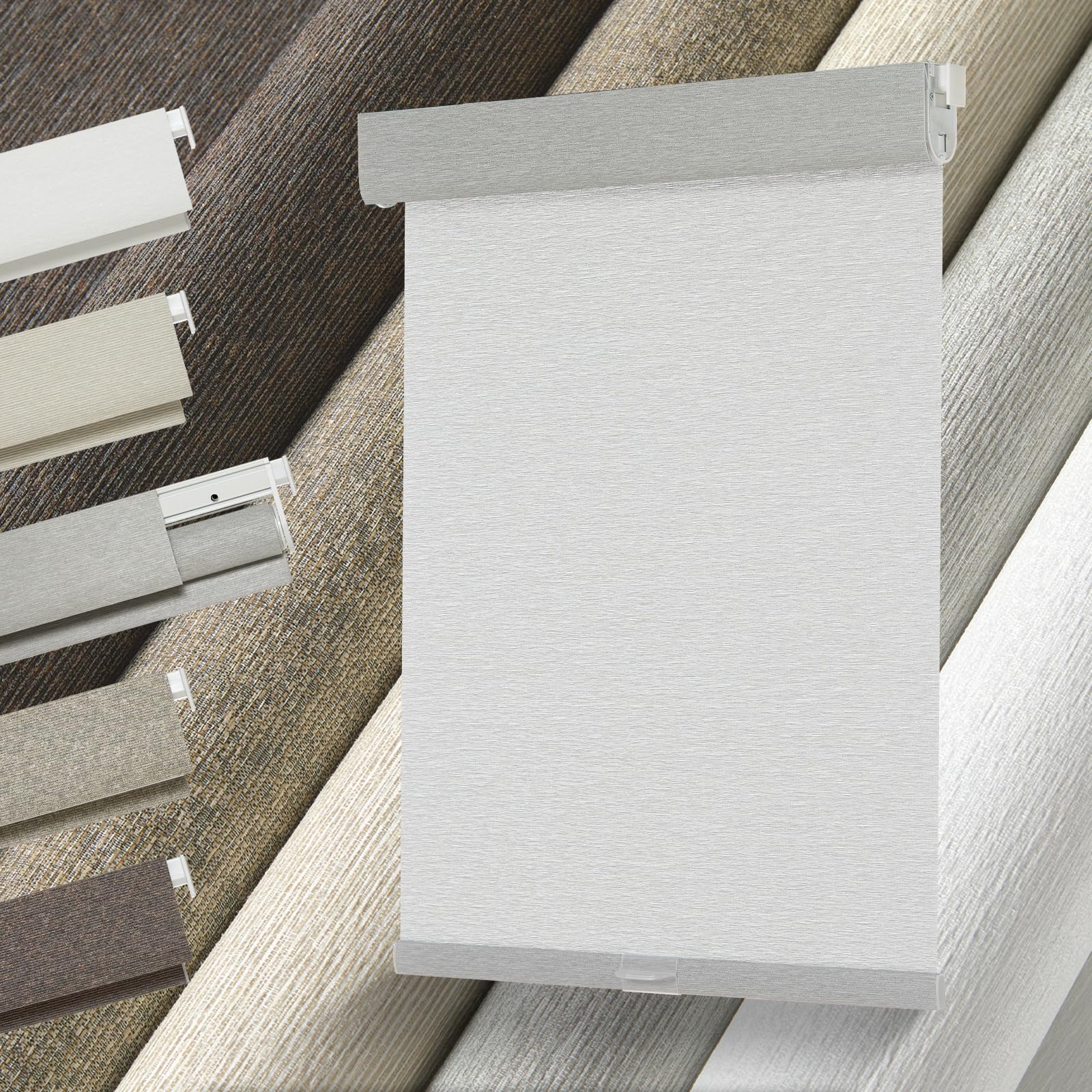 Persilux No Drill No Tools Light Filtering Roller Shades for Windows,Linen Fabric Cordless Roller Blinds,Custom Blinds for Home,Bedroom,Living Room,