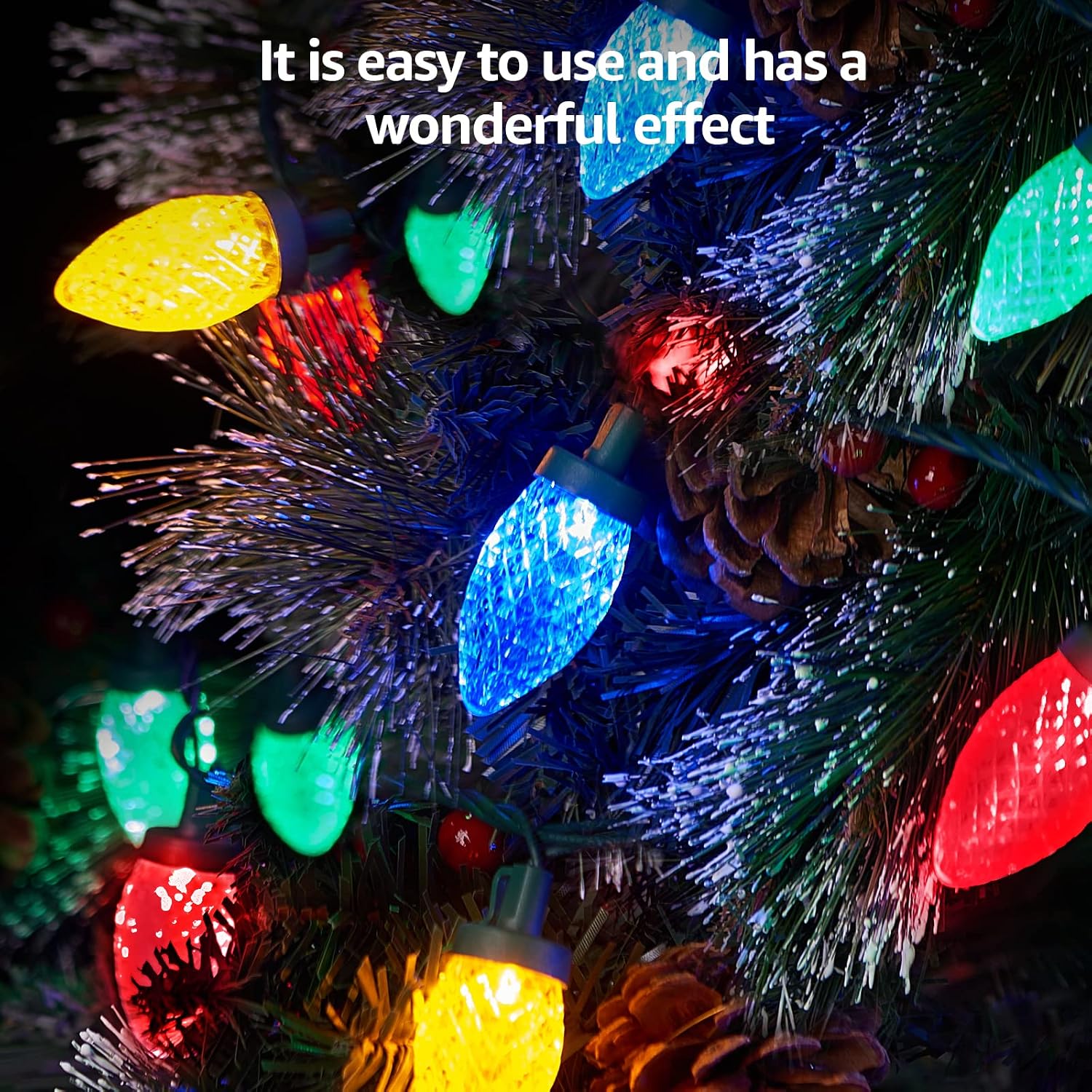 BlcTec C9 Christmas Lights Outdoor 50LED 49 FT Plug in Christmas String Lights with 8 Modes, Waterproof, Timer Function & Extendable for Indoor Outdoor Wedding Party Christmas Decorations, Multicolor
