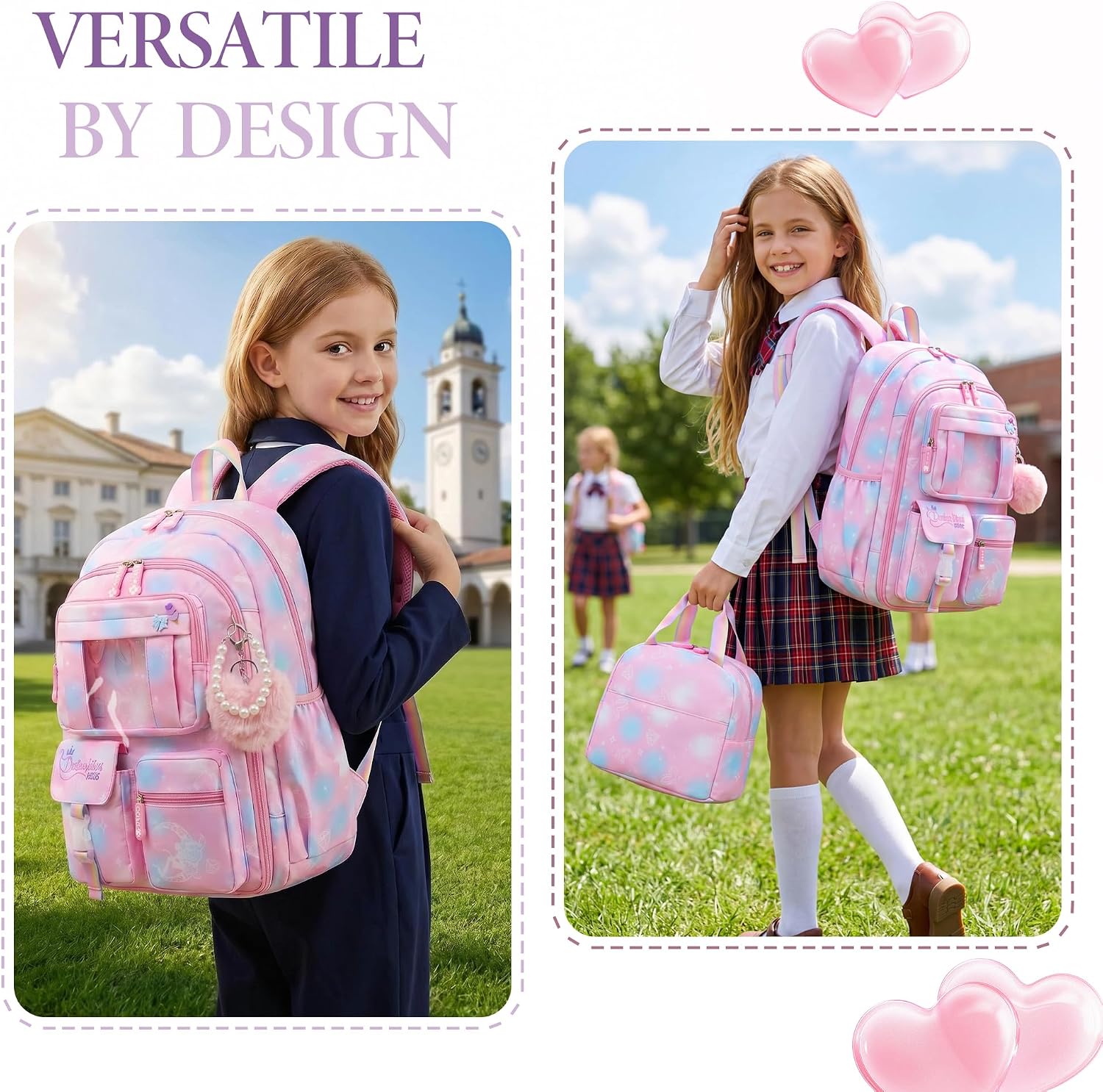 Alrisg Girls Backpack School Bookbag Kids