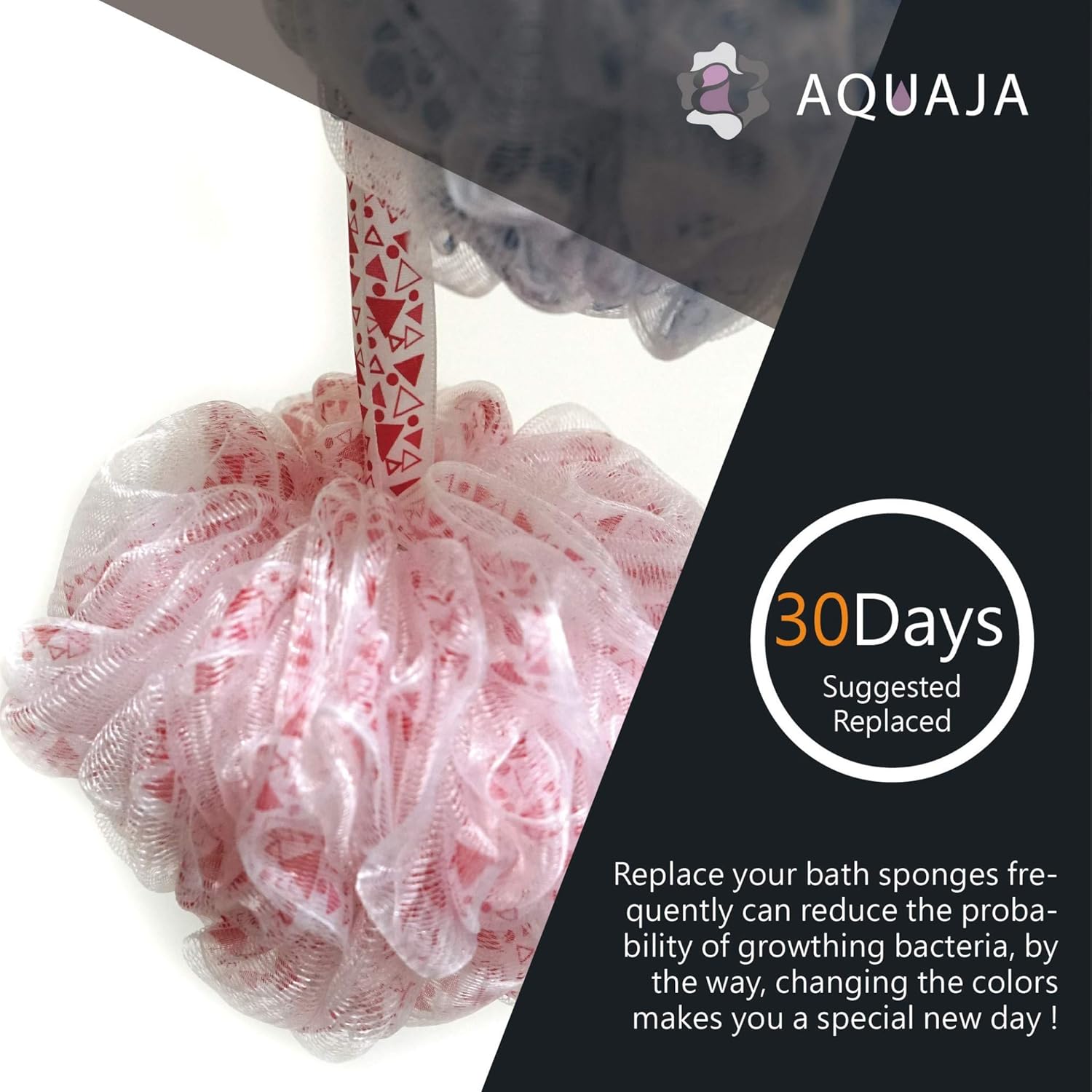 AQUAJA Shower Loofah Bath Sponge Loofah - Exfoliating Bath Shower Sponge/Pouf/Puffs/Luffa/Lufa - Exfoliate with Beauty Bathing Accessories Rich Bubbles Shower Ball Sponge for Men and Women (4 Pack): Health & Personal Care