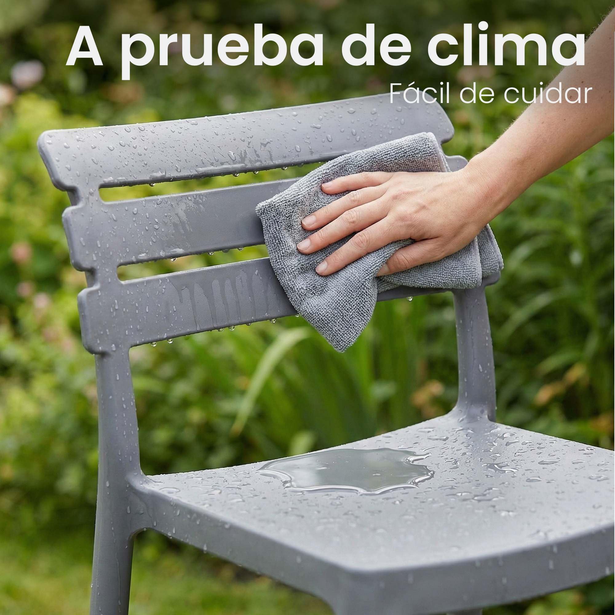 CLP Taburete de Bar con Respaldo Rafan, Taburete Alto de Exterior de plastico Resistente al Clima y a los Rayos UV, hasta 150 kg Color:Gris