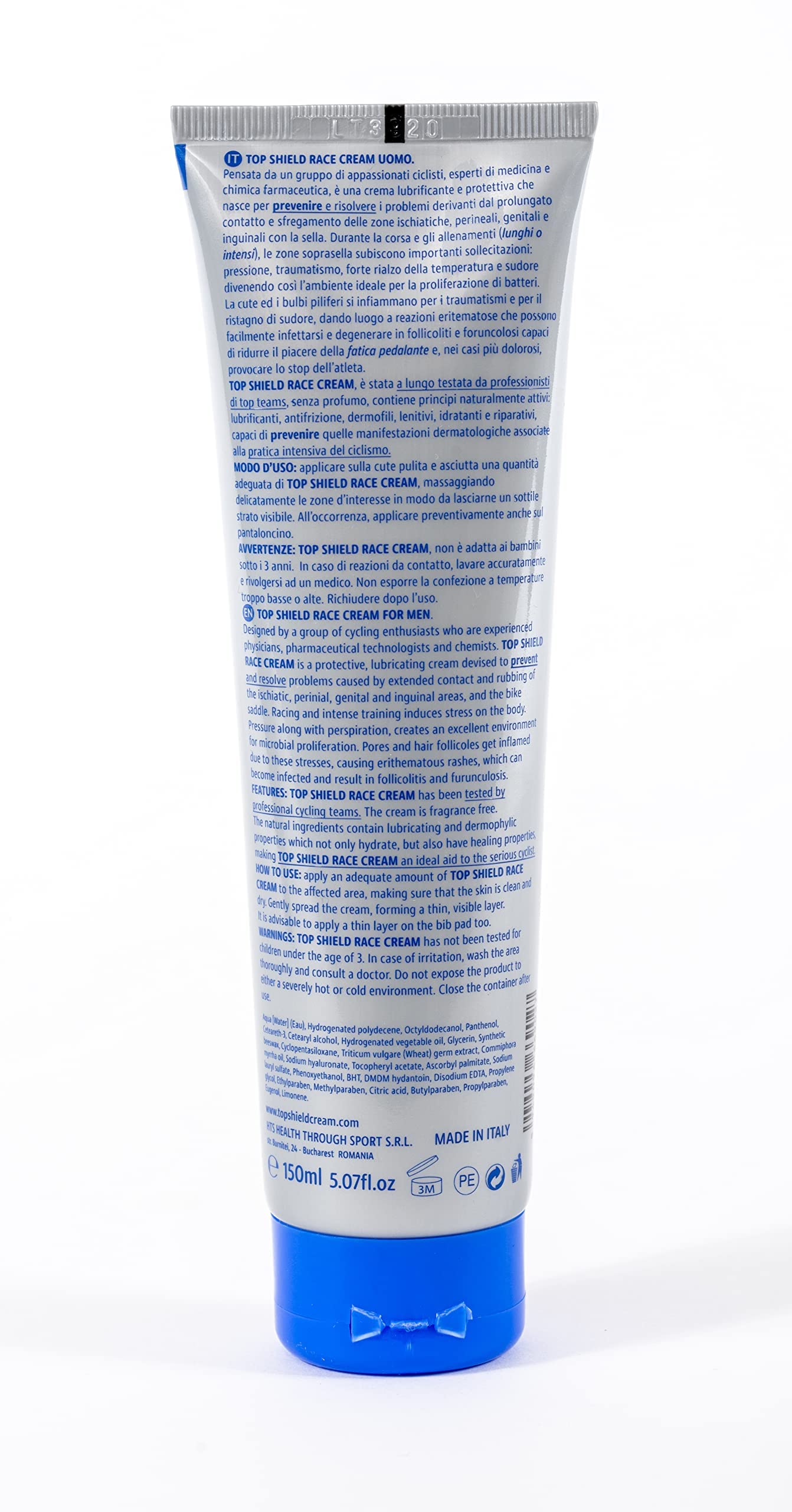 RACE crema sottosella antisfregamento professionale for Men - pomata anti irritazione e antifrizione per cosce e glutei - Ciclismo, Corsa, Palestra e Sport estremi (> 2 ore)
