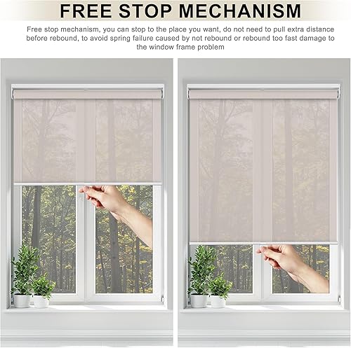 Miniatura 5 de Persianas filtrantes de luz para ventanas, sin cordón, con un 5% de apertura, cortinas enrollables de tela solar, traslúcidas y reducen el