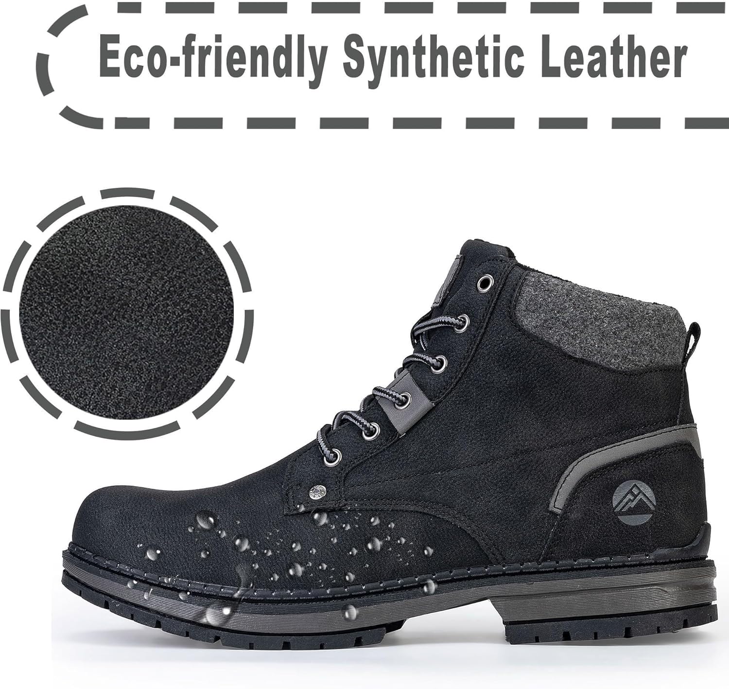 CC-Los Men's Mid Ankle Casual Boots Non Slip Water Resistant Leather Lace Up Chukka Desert Boots Comfortable Outdoor Hiking Ankle Booties for Daily Walking Size 7.5-14