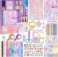 QIYVLOS 2-Pack DIY Journal Kit for Girls Ages 8-13: Arts & Crafts Diary Set with Colored Pens, Stickers, Gems & More