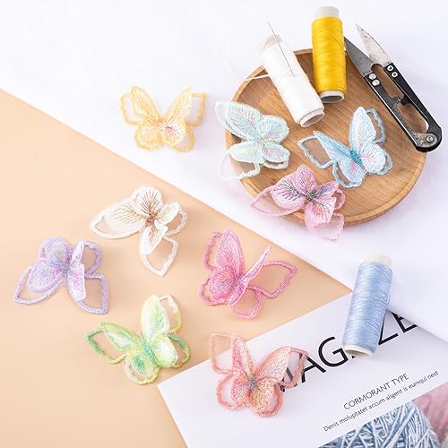 Miniatura 7 de Parches de encaje de mariposa de doble capa, apliques de organza de doble capa, bordados decorativos para boda, vestido de novia, ropa, jeans,