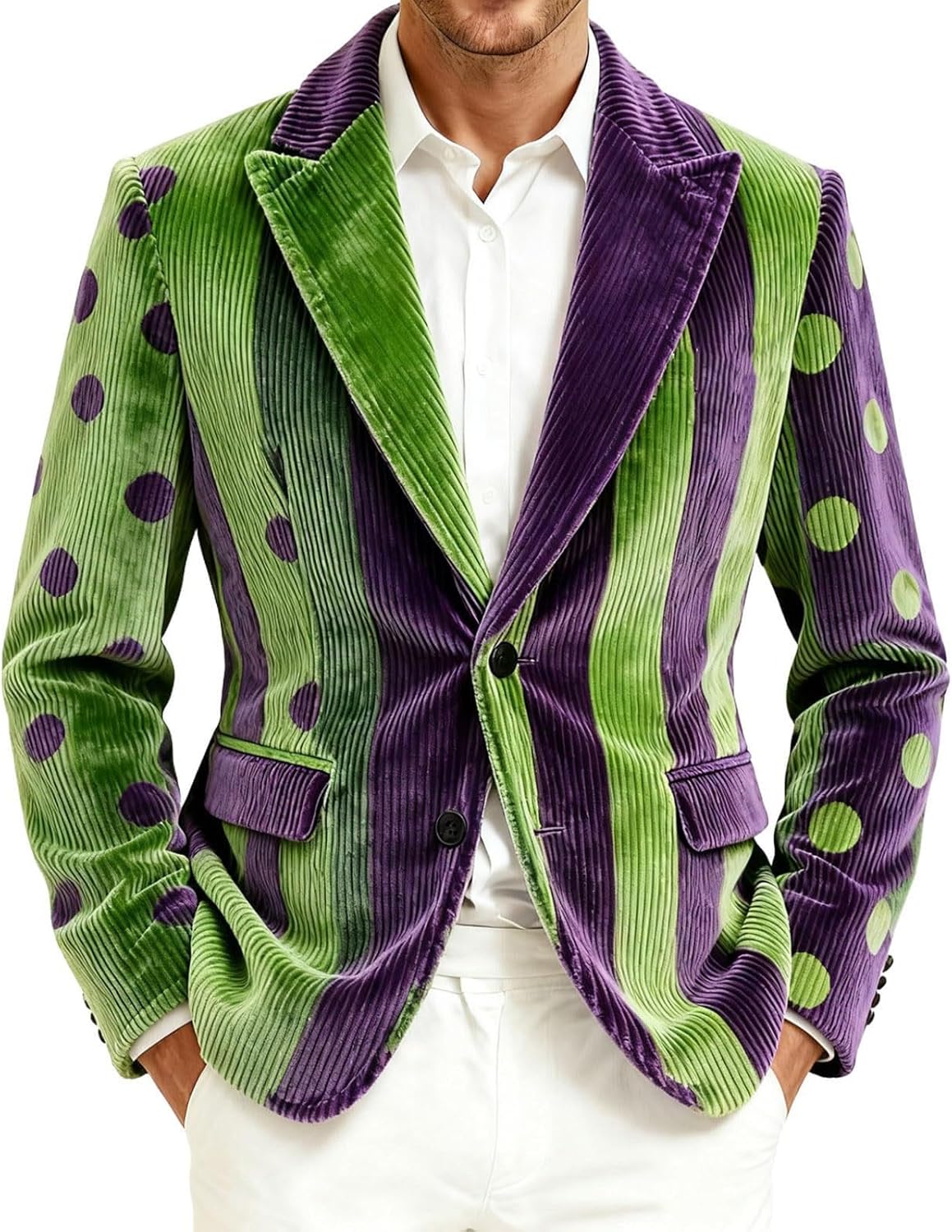 Mens Mardi Gras Jackets 2026 Corduroy Holiday Carnival Party Funny Graphic Button Blazer Holiday Prom Suit Outfits