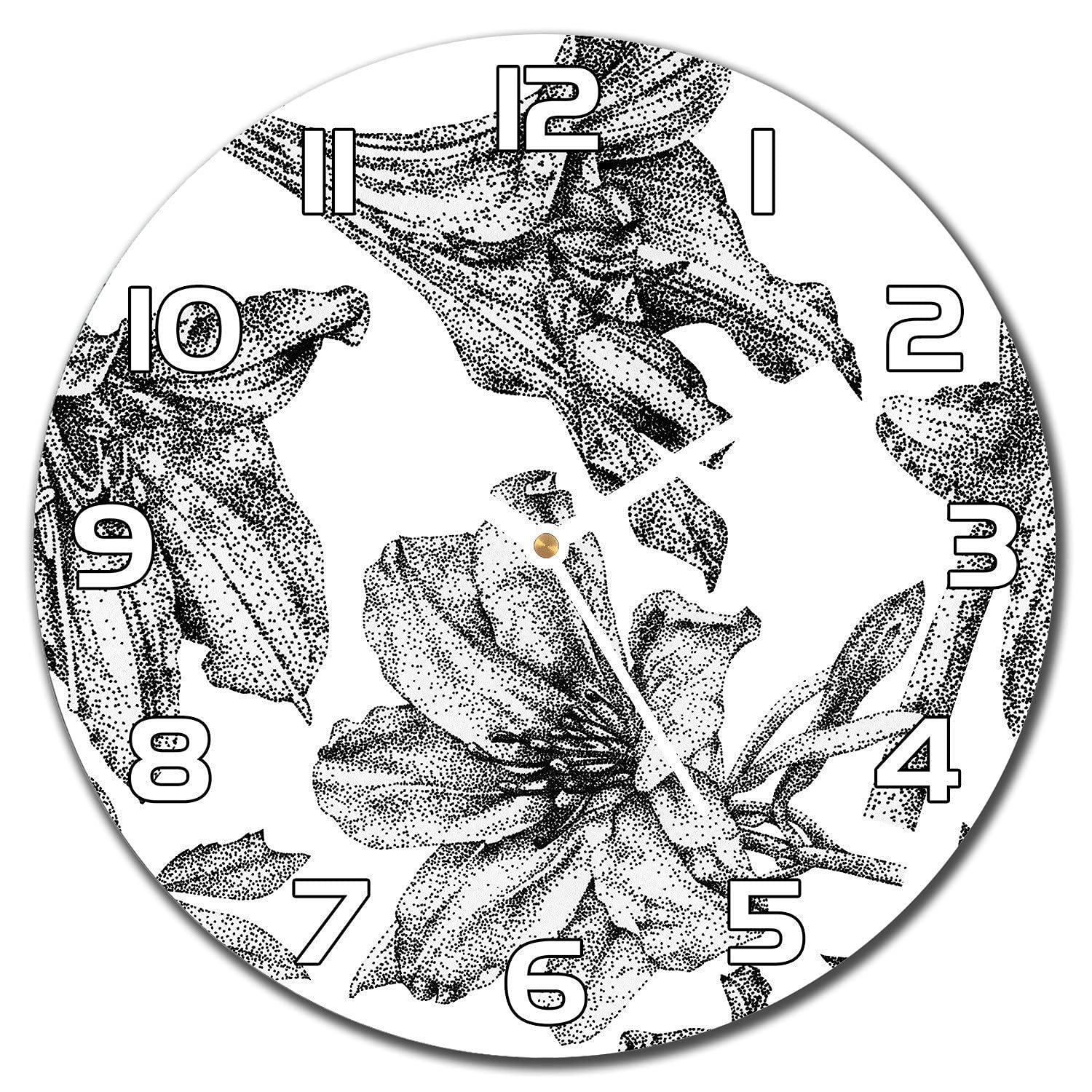 Horloge murale en verre fleurs de lillie 30 cm idéale pour cuisine et salon