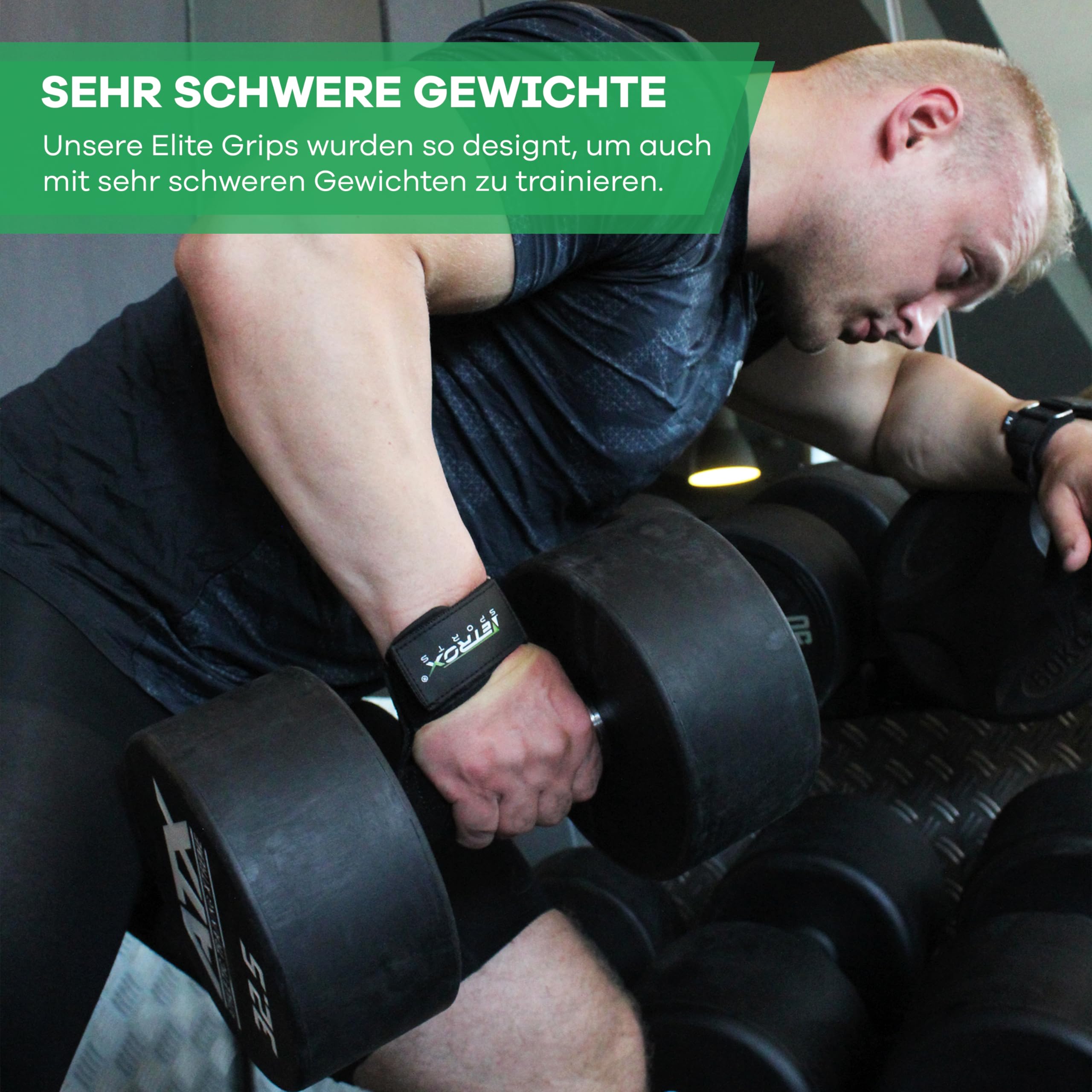 NetroxSports - Elite Grips Fast Zughilfen für Krafttraining - echtes Leder - Fitness Lifting Straps für Kreuzheben, Bodybuilding mit Handgelenkschutz - Grip Zughilfe, Zughilfen Gym für Männer & Frauen
