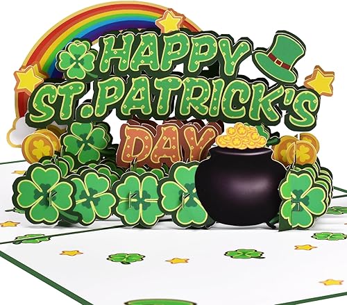 GREETING ART Divertida tarjeta desplegable del día de San Patricio tarjetas desplegables del día de San Patricio tarjeta de felicitación 3D para