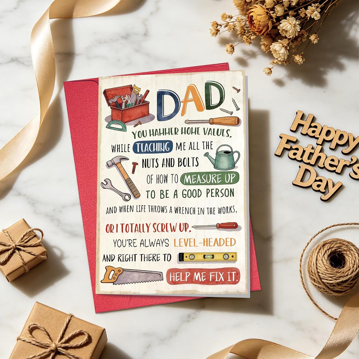 Ogeby Funny Tool Pun Father's Day Card for Dad, Humor Handyman Fathers Day Card from Daughter Son, You've Got It Nailed image 3