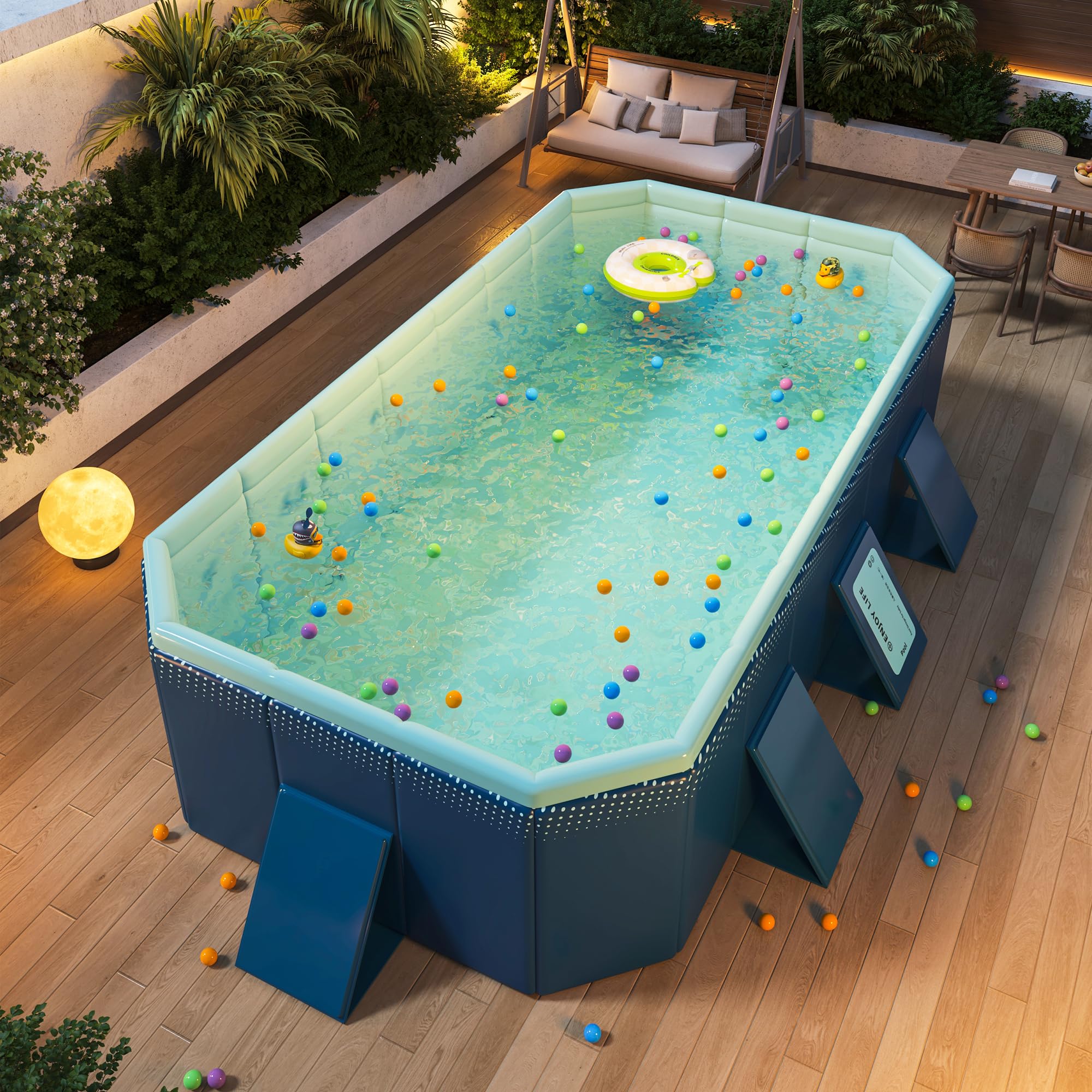 Amazon | Hyindoor ビニールプール 空気入れ不要 2.1m 大人用 ペット用