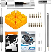 JOREST Herramienta Cambiar Correa Reloj，Herramientas Relojero para Ajustar y cambiar la Correa de Reloj，Kit reparacion de relojes, con Manual Usuario, 20PCS Barras de resorte, 13PCS Aguja de repuesto