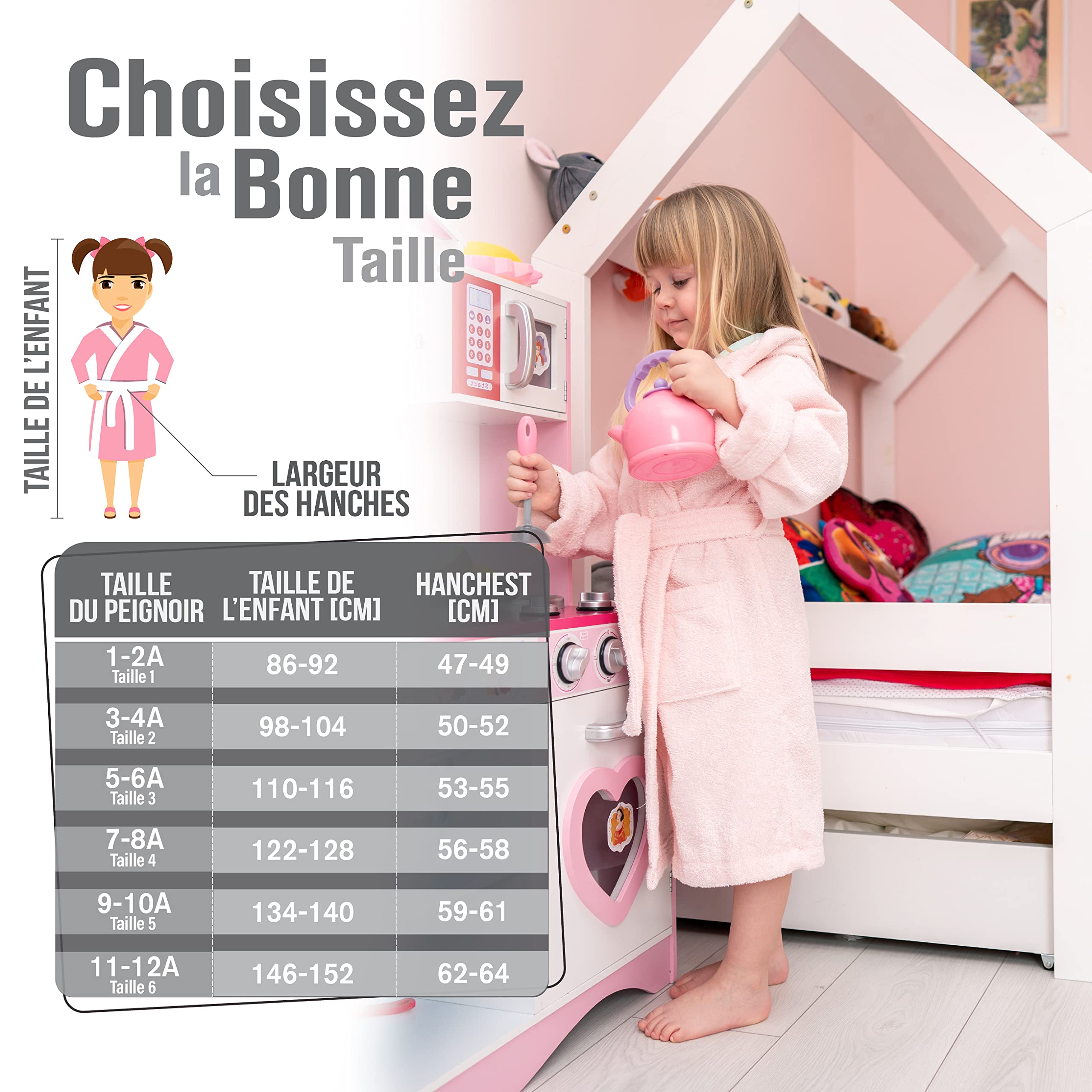 Twinzen Peignoir Enfant Licorne - Fille et Garçon - OEKO-TEX® 100% Coton - Peignoir de Bain et Robe de Chambre Enfant