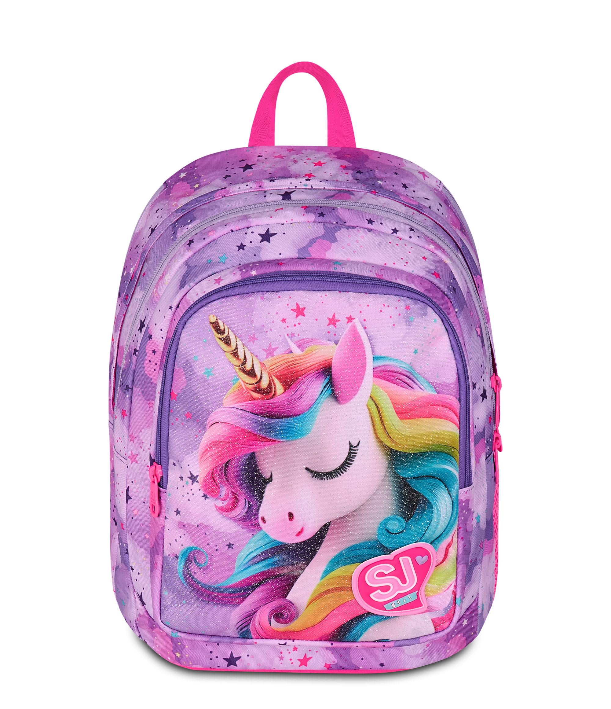 SJ GANG STYLE JAM GANG Zaino Scuola Advanced, Fucsia, Maxi Ali Estraibili, Doppio Scomparto e Tasca per Borraccia, 29 L, Zaino Scuola Elementare, Zaino Bambina
