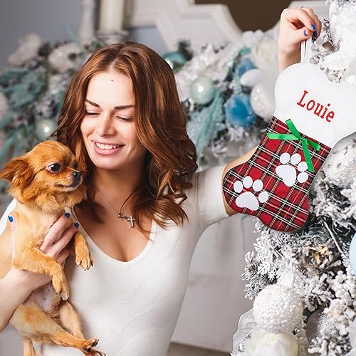 Miniatura 7 de 1 par de medias de Navidad personalizadas con nombre bordado para mascotas, gatos, perros, calcetines de Navidad, calcetines de Navidad familiares