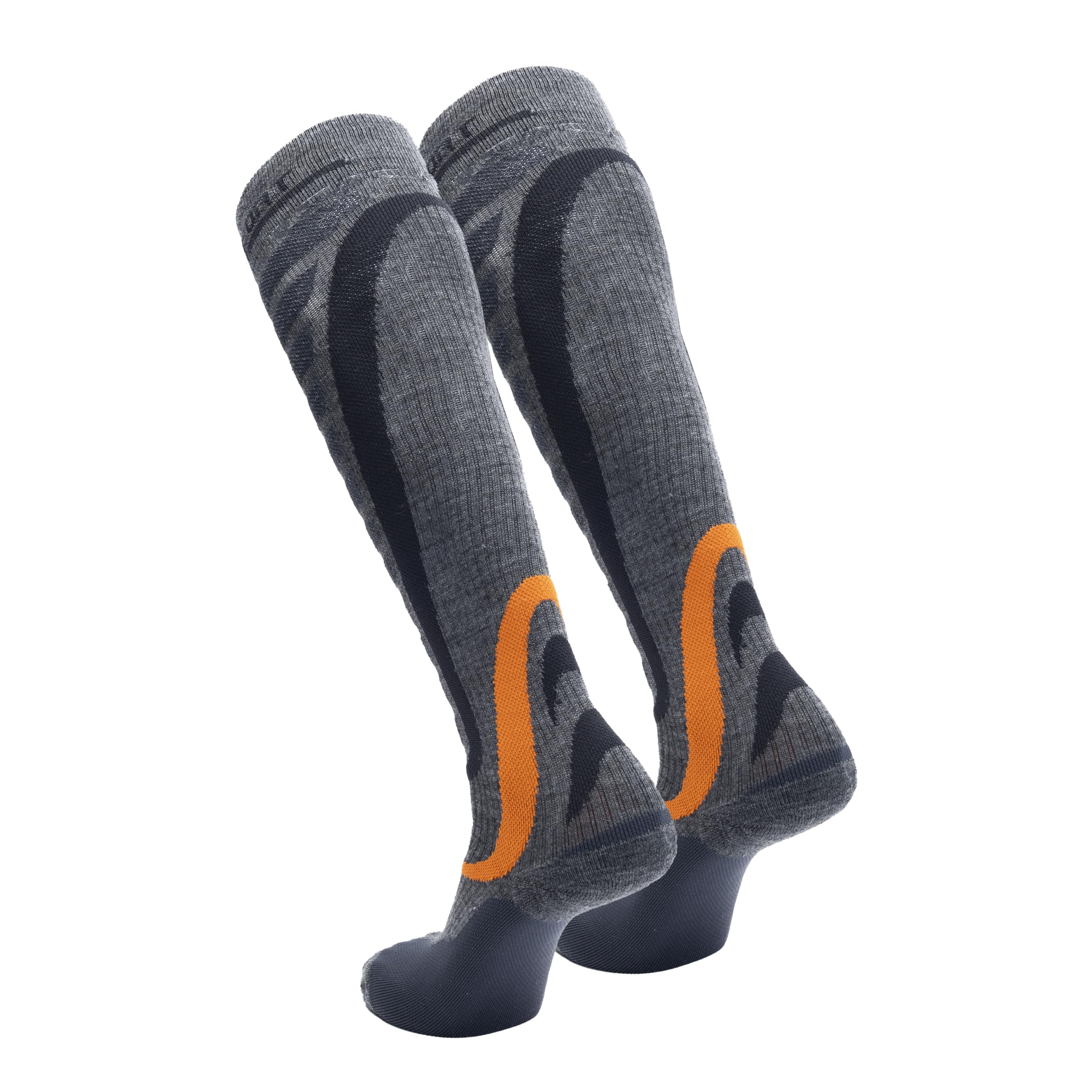 Ciocca Lange Ski- und Trekking-Socken, Unisex, 2 Paar, hergestellt in Italien, Sportsocken mit 3D-Kompression und Merinowolle für Wintersport
