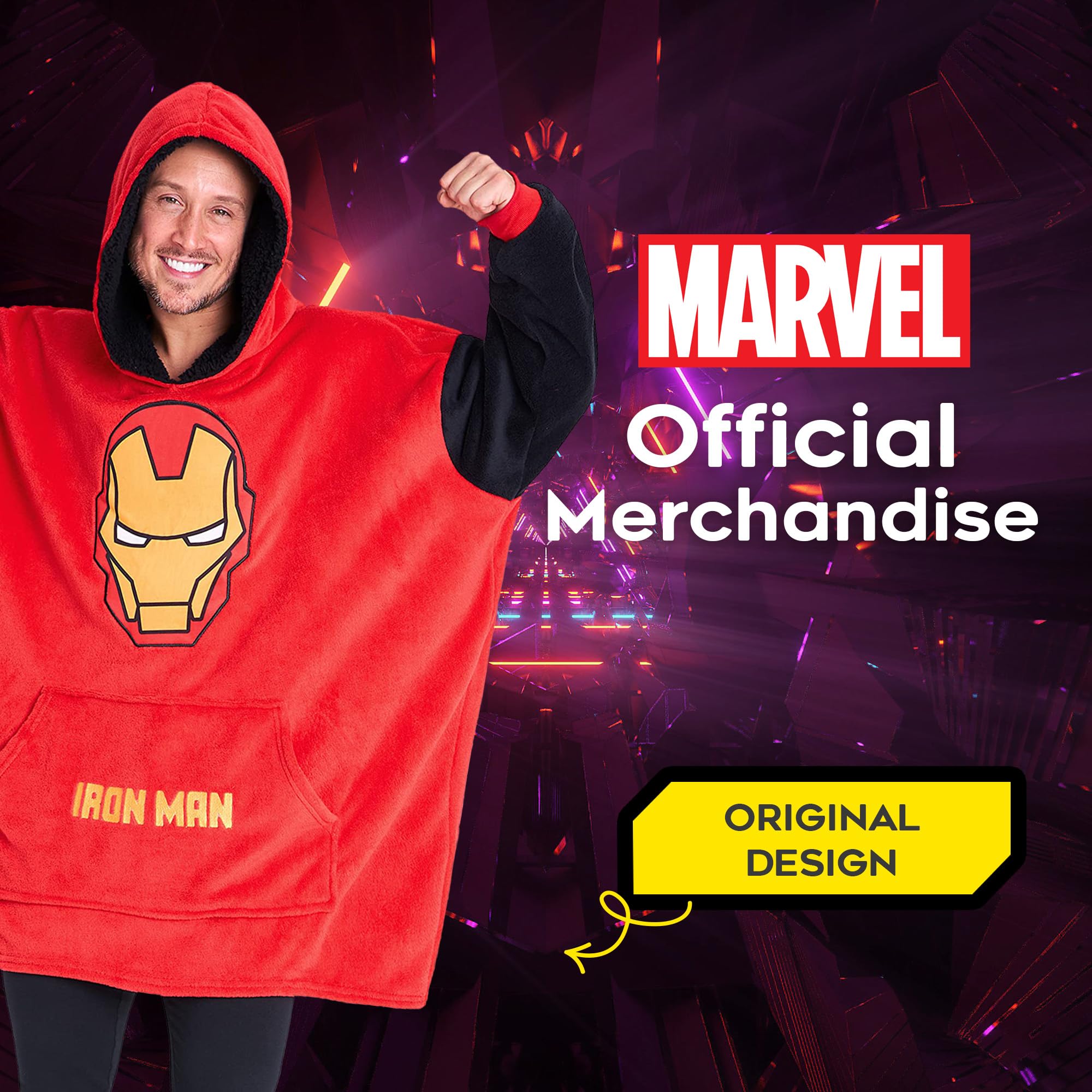 Marvel Felpa Uomo con Cappuccio Felpe Oversize Uomo in Pile Supereroi Avengers Captain America