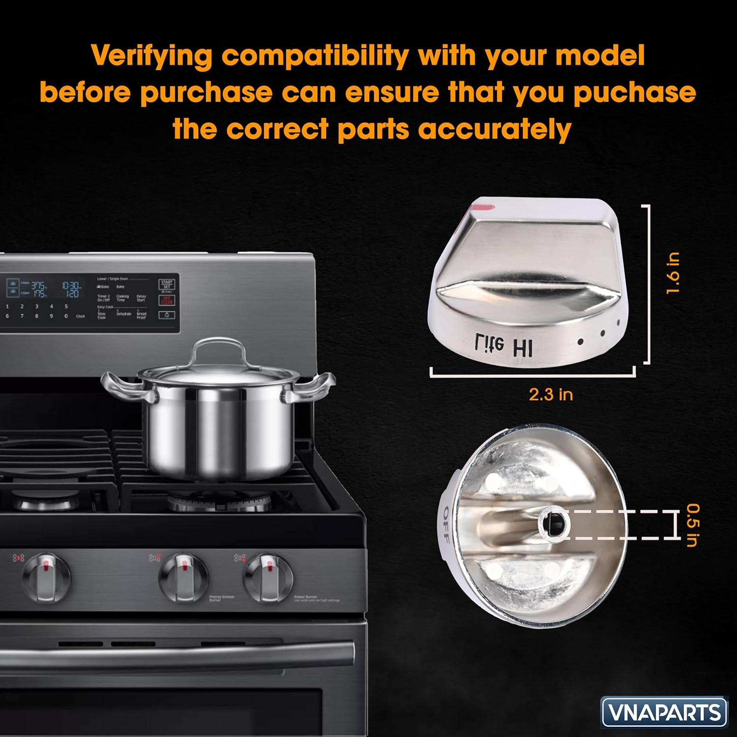 5Pcs DG64-00473A For Samsung Gas Stove Oven Top Burner Control Knob, Stainless Steel Die-Cast Molding Replaces NX58H5600SS NX58F5700WS NX58J7750SS NX58M6850SS NX58H5650WS, for Ssamsung nx58r5601ss