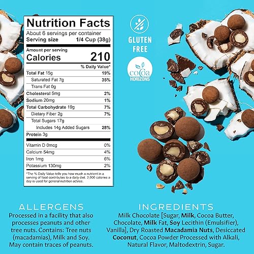 Miniatura 2 de Mauna Loa Nueces de macadamia cubiertas de chocolate hawaiano premium, chocolate con leche y coco, cacao en polvo, bolsa de 8 onzas (paquete de 1)