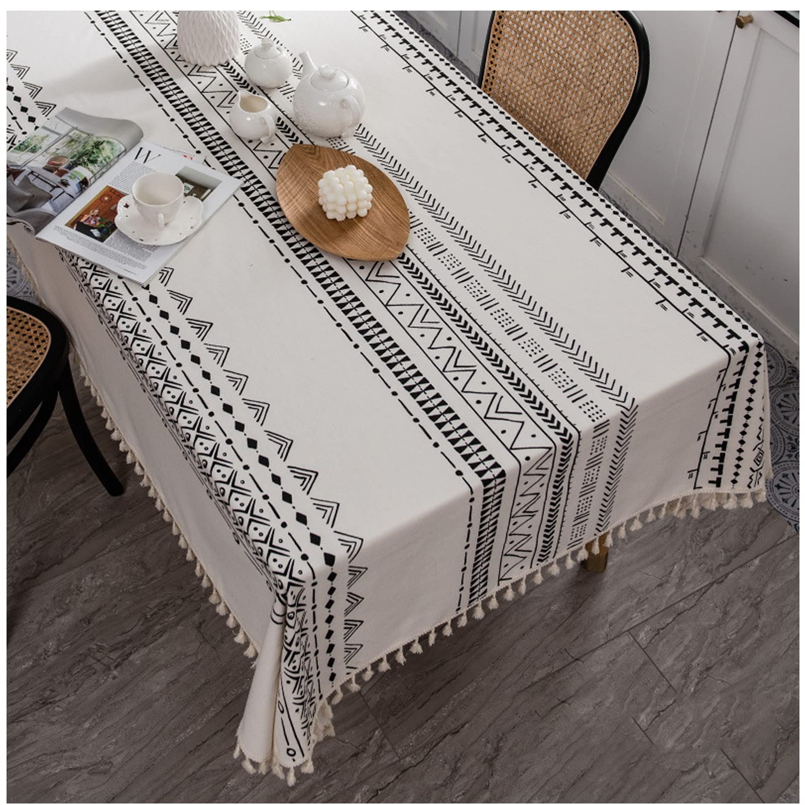 Nappe imperméable table rectangulaire bohème pour stopper les taches en salle à manger