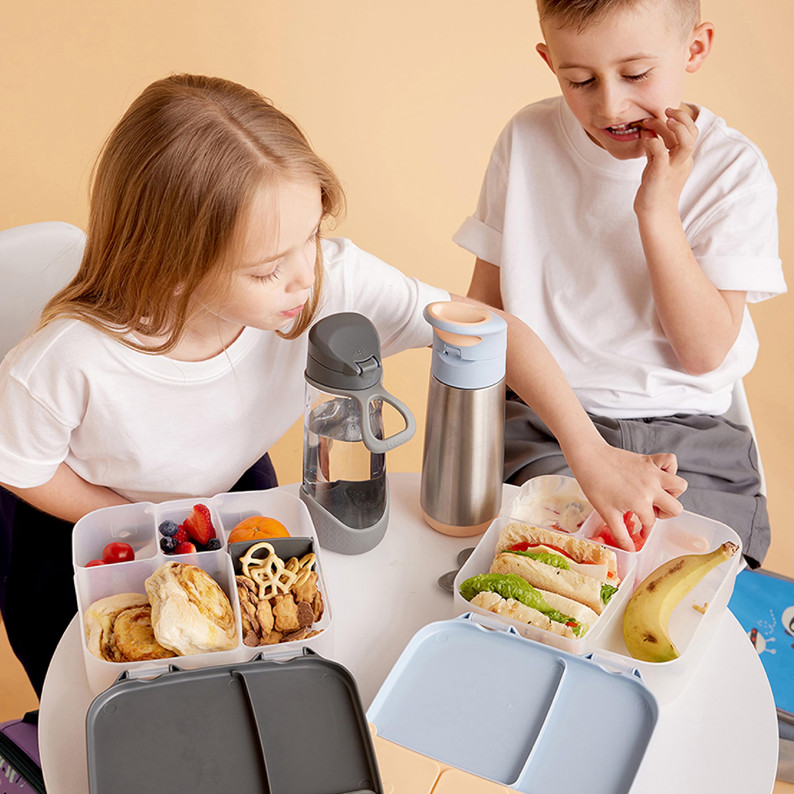 Lunch Box B.box Enfant - Boîte Repas 4 Compartiments Dont 2 Étanches, Avec Gel Réfrigérant, Pour École Et Voyage