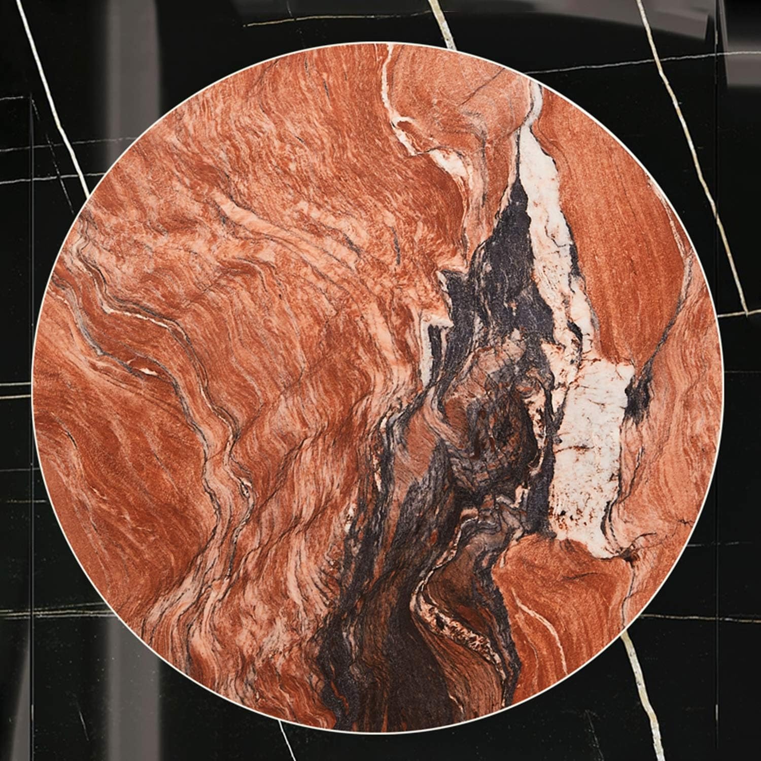 Plateau Tournant pour Table à Manger, Plateau Rotatif en Ardoise Ronde, Rotation Silencieuse et Fluide, Épaisseur 12 mm, pour Table de Cuisine(Red,60cm/24)