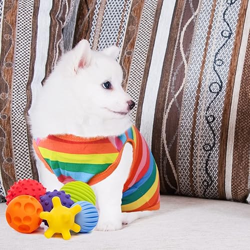 Miniatura 5 de DegGod 6 camisas de perro para perros pequeños y medianos, chaleco transpirable estampado para mascotas, ropa de verano para perro, camiseta suave