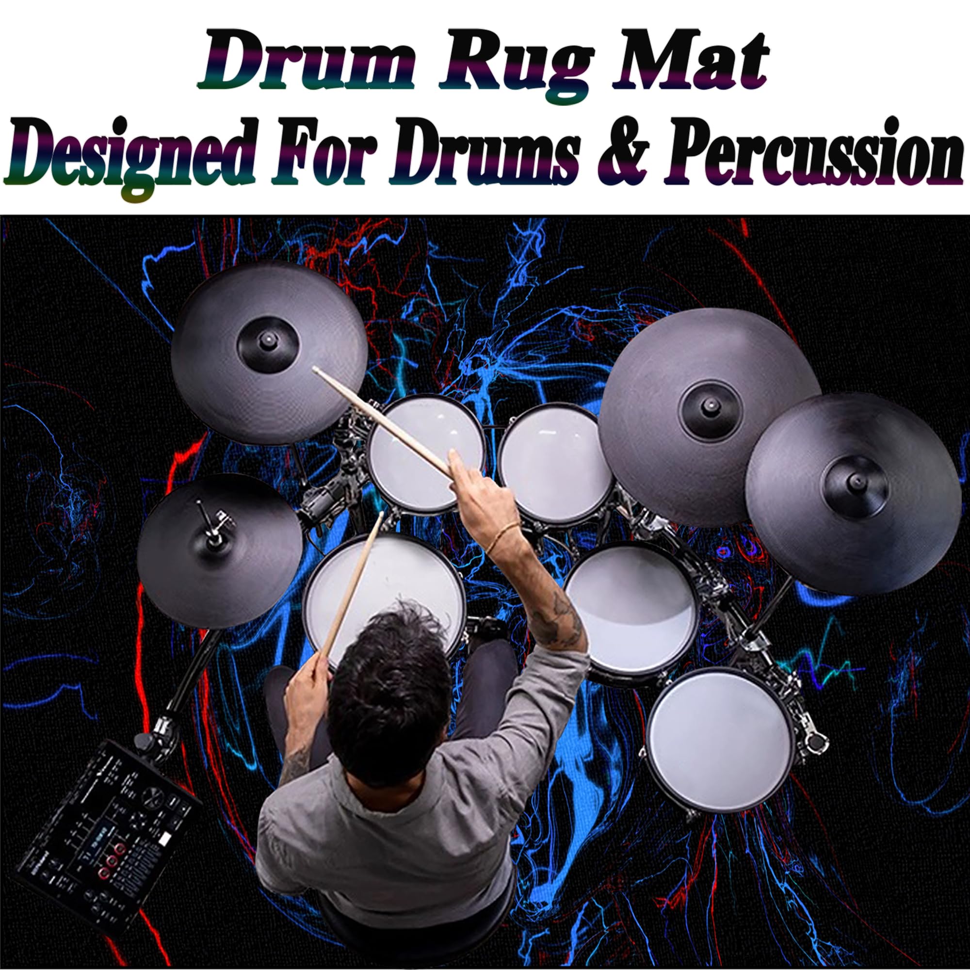 Tappeto per Batteria Acustica Tappeto a Tamburo Tappeto Drum Strumenti Musicali Coperta Antiscivolo Tappetini per Batterie Tappetino per Tamburo Insonorizzato Tappeti per Batteria 230 x 180 cm