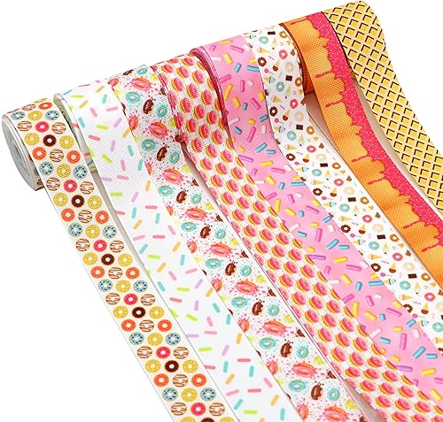 Miniatura 2 de David accessories Cinta de grogrén de rosgrén de 1 pulgada de ancho x 40 yardas en total, 8 rollos de 5 yardas para bricolaje hecho a mano, lazo