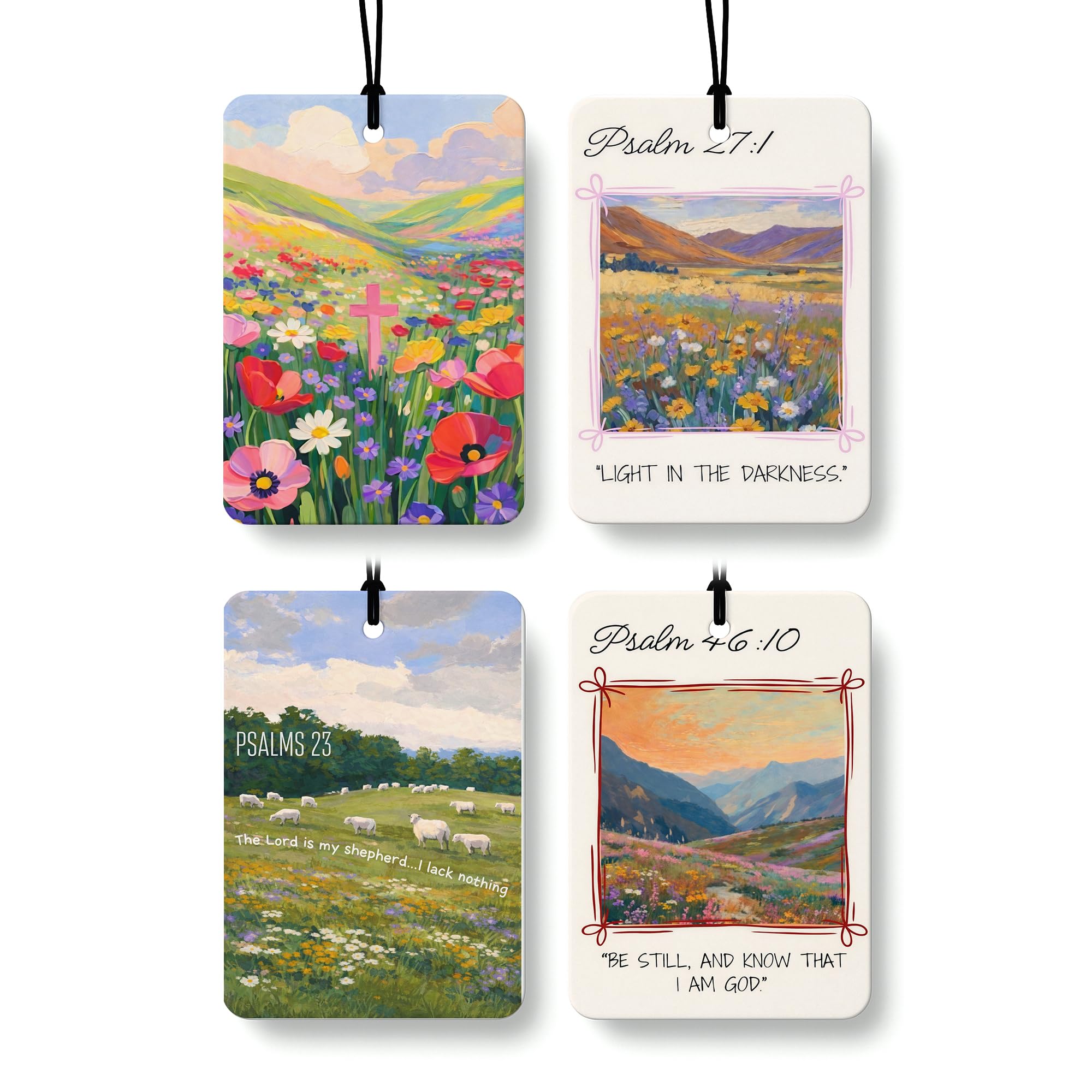 EKGJW Christian Floral Citrus Car Air Freshener 4 Pcs, Colorful Floral Religious Hanging Air Freshener for Cars Bathroom Books Decor, Christian Accessories Gifts for Women Men