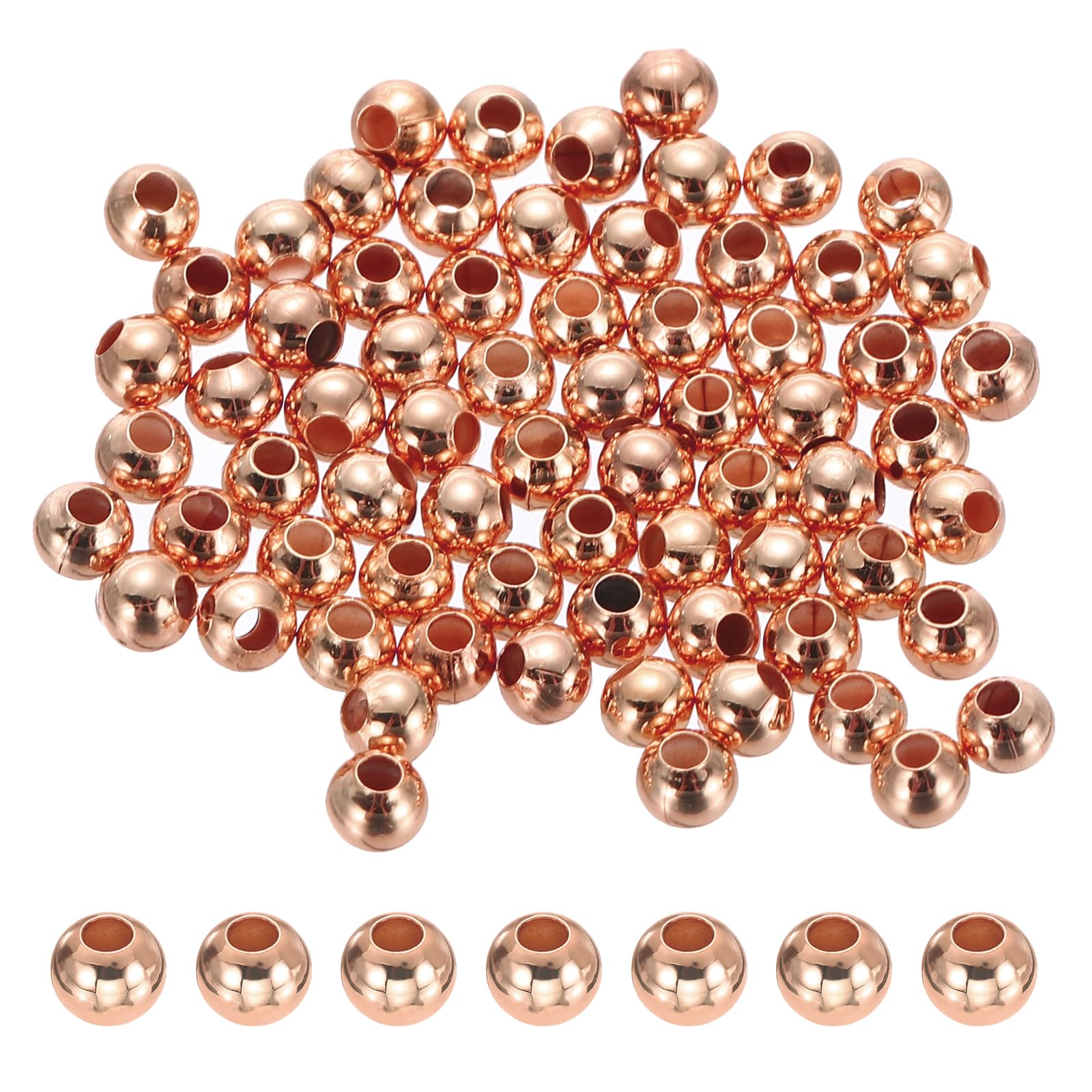 PATIKIL Rose Gold Filled Spacer Beads, 64Pcs 3mm Metal Smooth Round Ball Beads for Bracelet Jewelry Making Necklace DIY