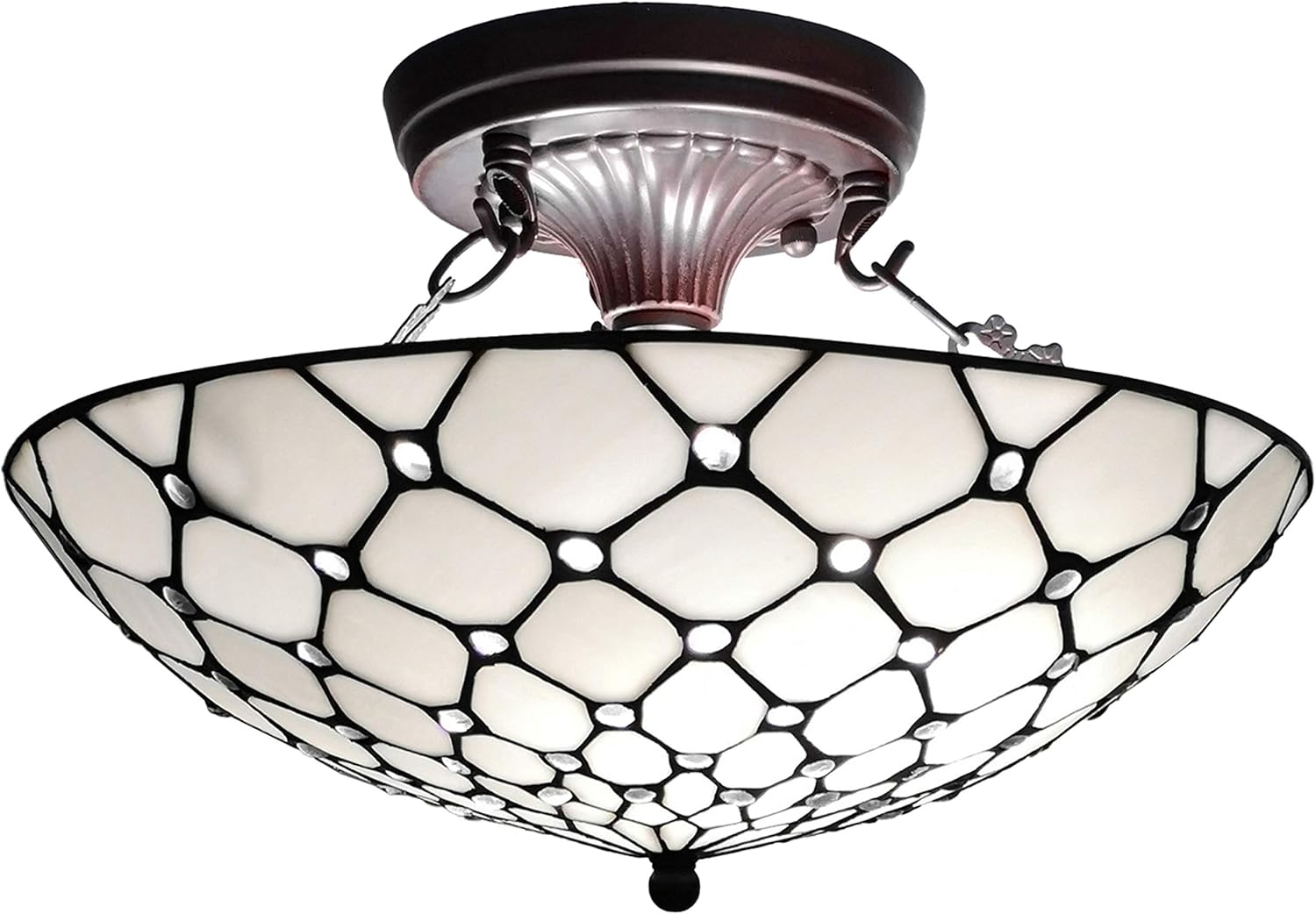 Exclusive Discount 80% Offer Amora Lighting Tiffany Style Ceiling Fixture Lamp Jeweled 16 Wide Stained Glass White Cream Antique Vintage Light Decor Living Room Bedroom Hallway Kitchen Gift AM030CL17B Amazon Crazy 🔥 Deals Amora Lighting Tiffany Style Ceiling Fixture Lamp Jeweled 16 Wide Stained Glass White Cream Antique Vintage Light Decor Living Room Bedroom Hallway Kitchen Gift AM030CL17B