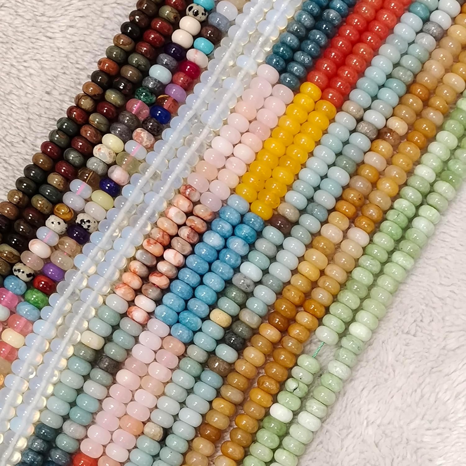 76 Pcs 5x8mm Multi-Color Gemstone Bead Smooth Rondelle Stone Beads for Jewelry Making Necklace Crafts Bracelets - Image 6