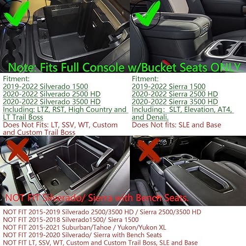 Miniatura 8 de EDBETOS Bandeja organizadora de consola central y divisores compatibles con Chevy Silverado 1500Sierra 1500 2019-2022 y SilveradoSierra 25003500 HD