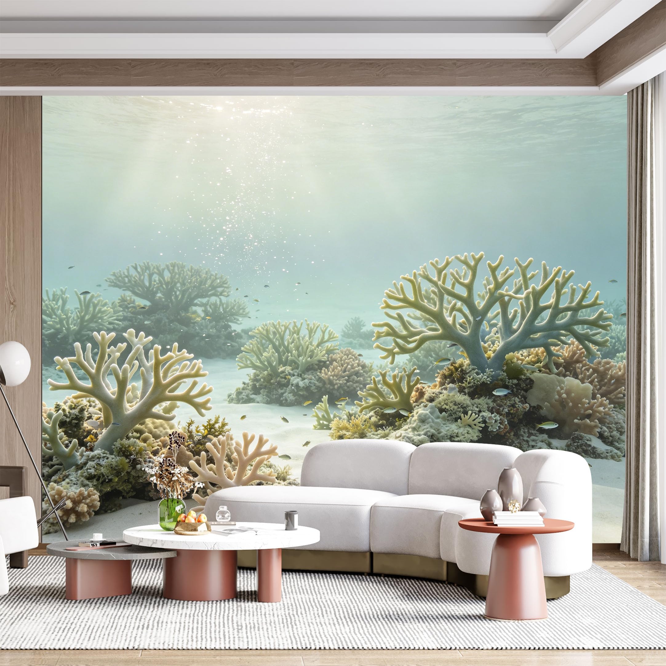 Custom Size Wall Mural Underwater Coral Reef Tropical Fish Marine Seascape SelfAdhesive Wall Fabric Removable for Home Office Decor