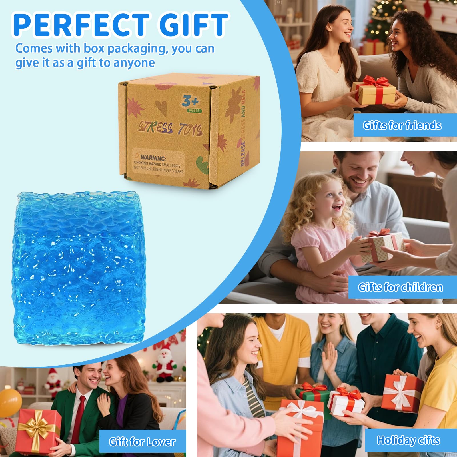 Graphinza Honeycomb Ice Cube Squishy Cubes, Durable Squeeze Toys Autism Stress Ball - Image 3