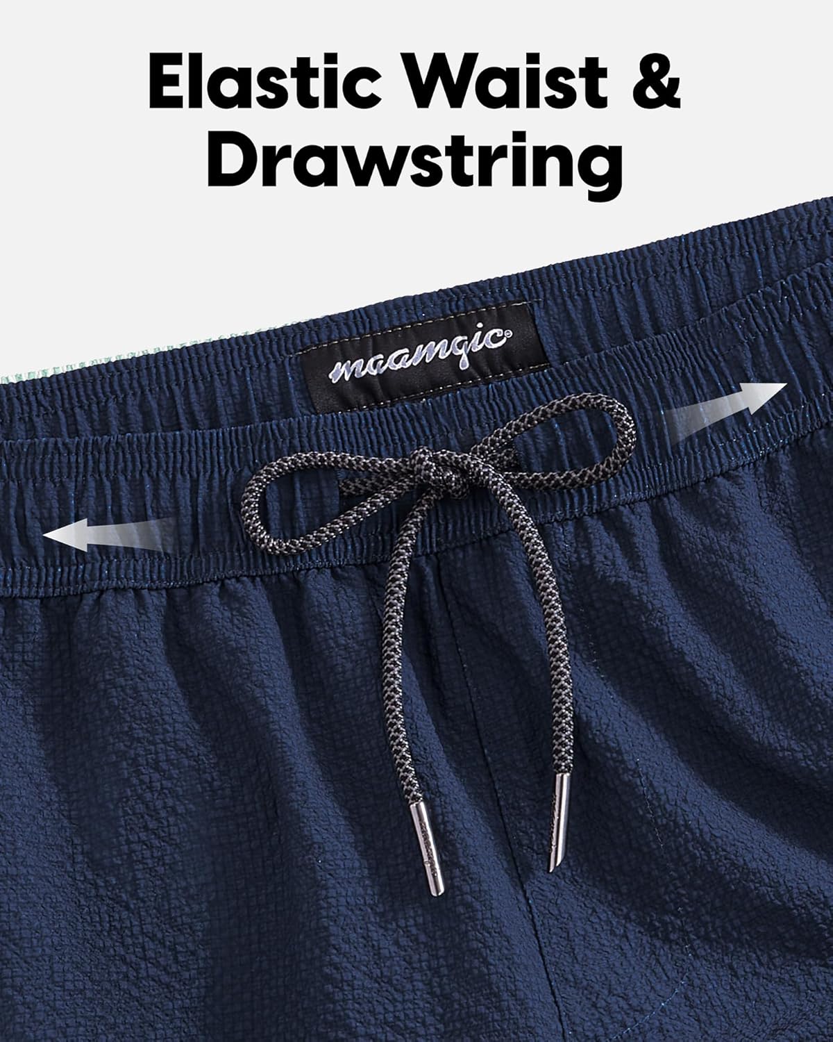 maamgic Men's Swim Trunks 5.5 inch Seersucker 2 in 1 Beach Shorts Quick Dry Bathing Suits with Compression Liner