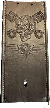 The Dirty Gringo Retro Fatboy Skull Black Leather Gas Tank Bib Panel Retro Ace Compatible with Harley Davidson