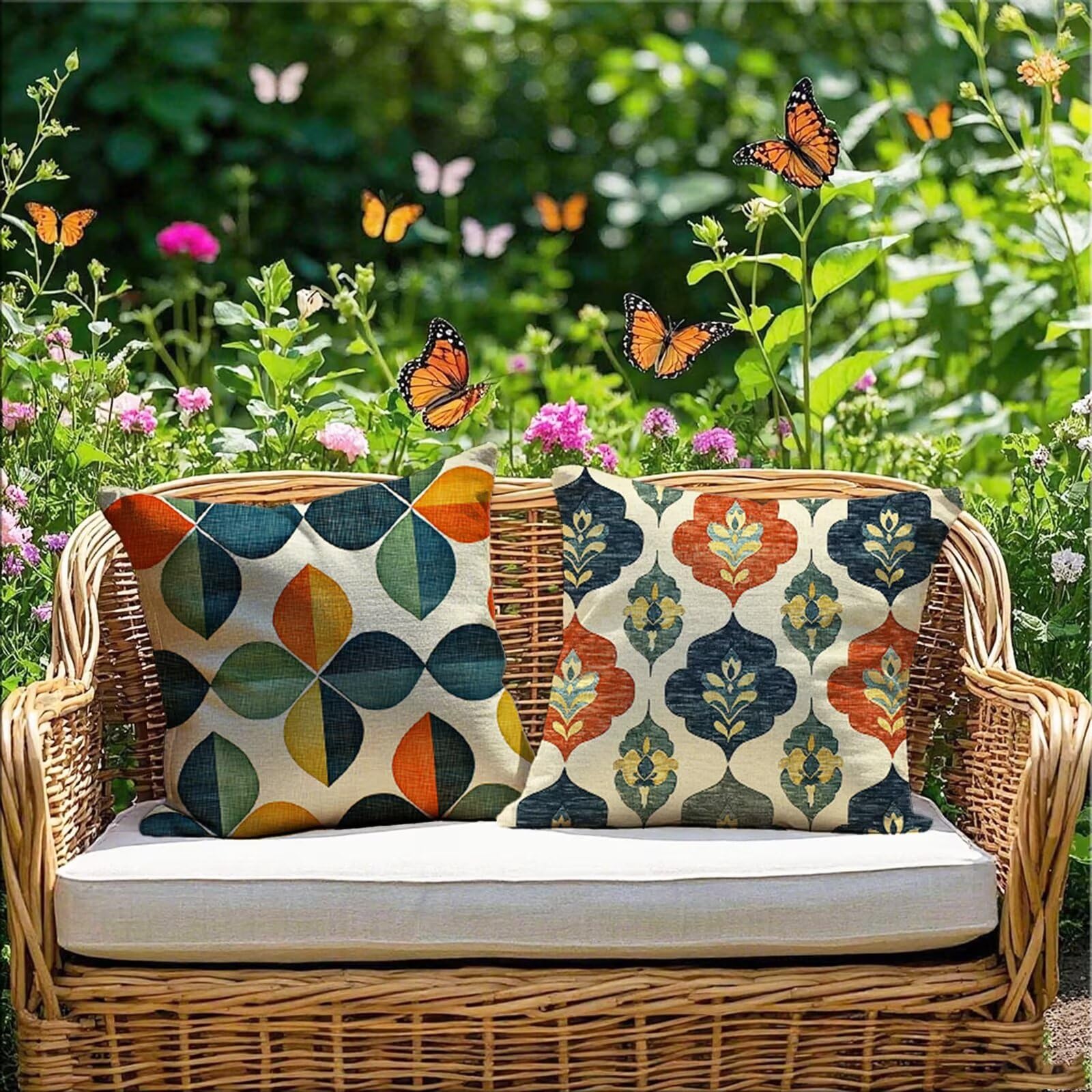 Coussin Exterieur Impermeable 65 x 65 pour Balcon Salon de Jardin Velours 2 Pcs